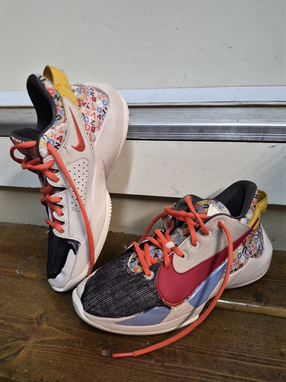 Nike Kids Multicolor Sneakers with Red Swoosh and Yellow Heel